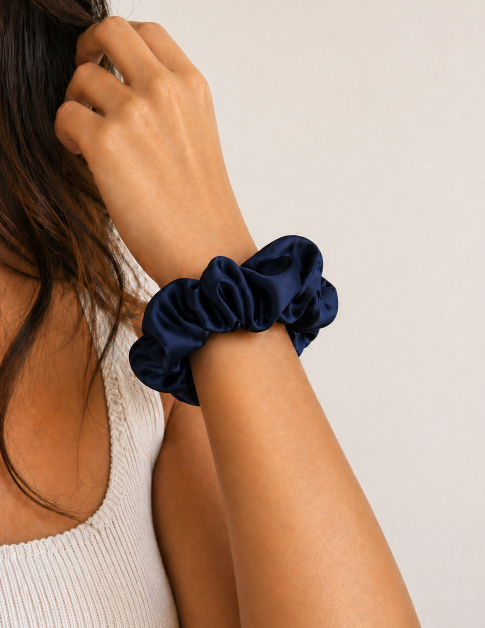 Satin Scrunchie - Navy Blue