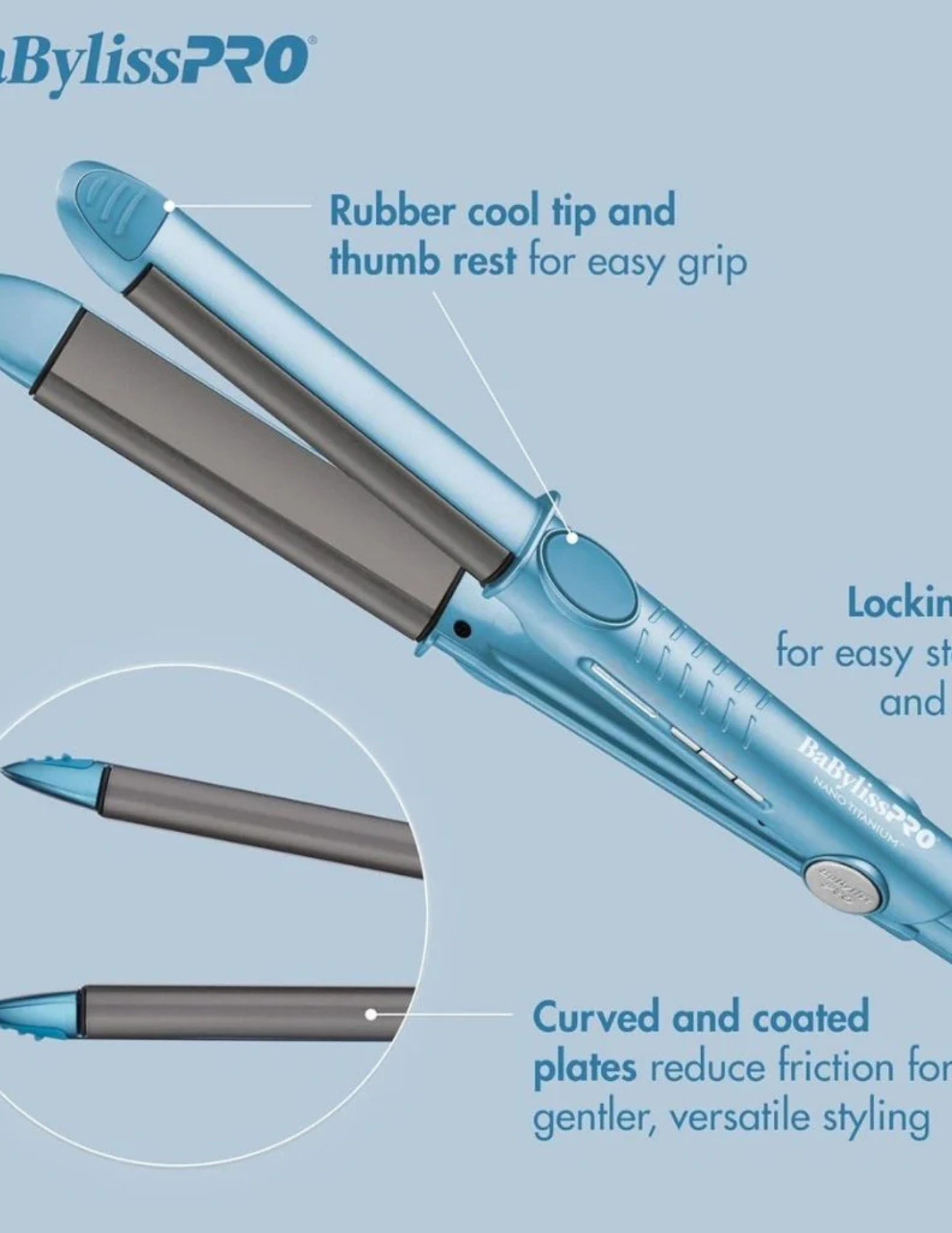 Fer Plat Nano Titane & Céramique Plaques Courbes - Babyliss Pro