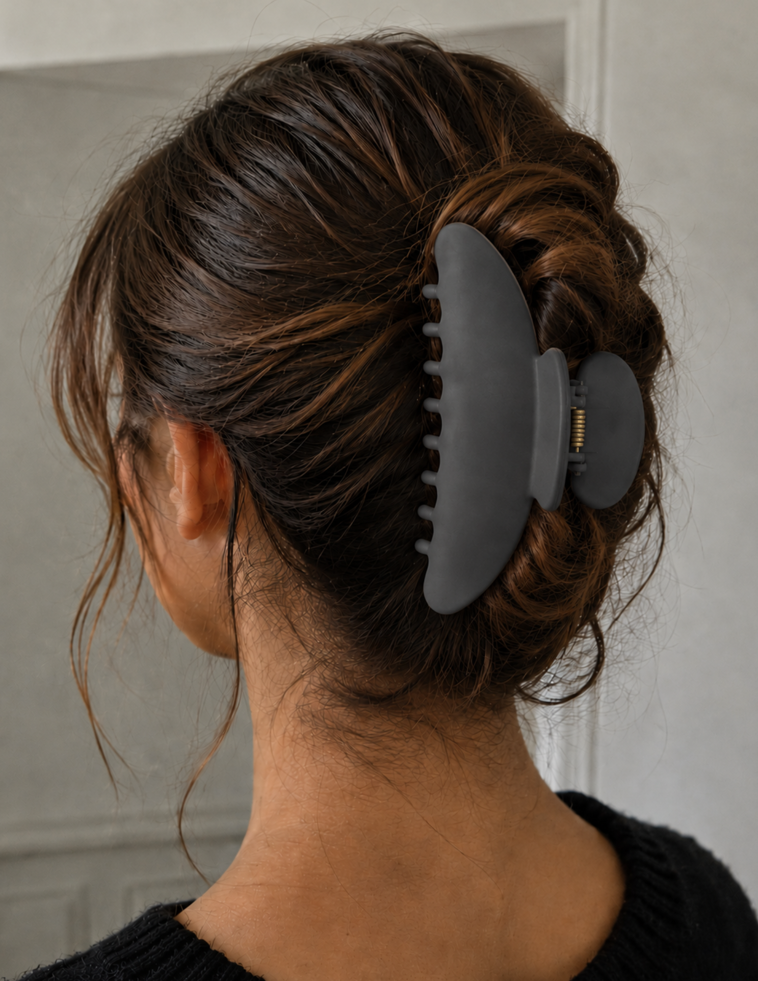 Round Hair Clip - Dark Grey