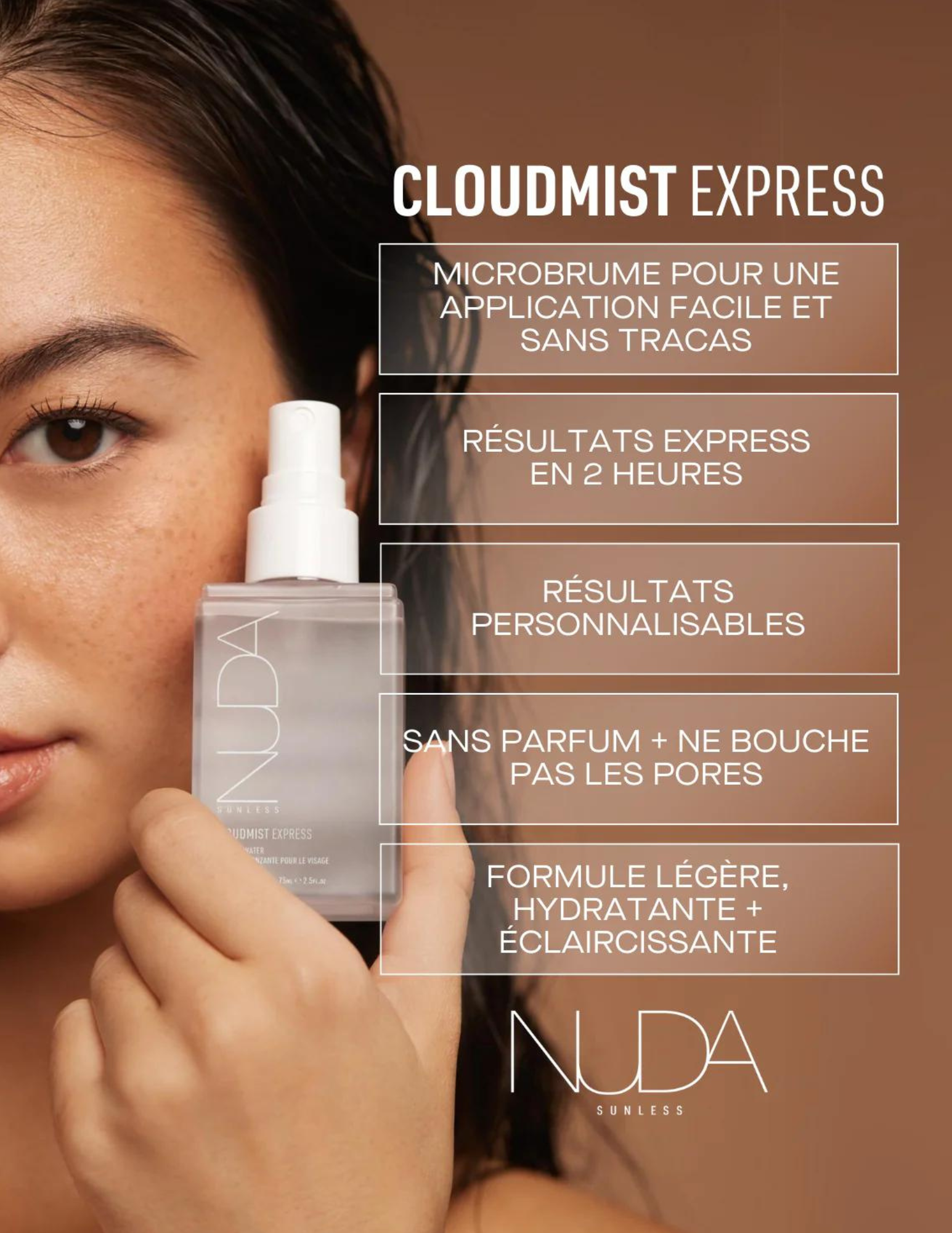 Express self-tanning water for the face - Nuda