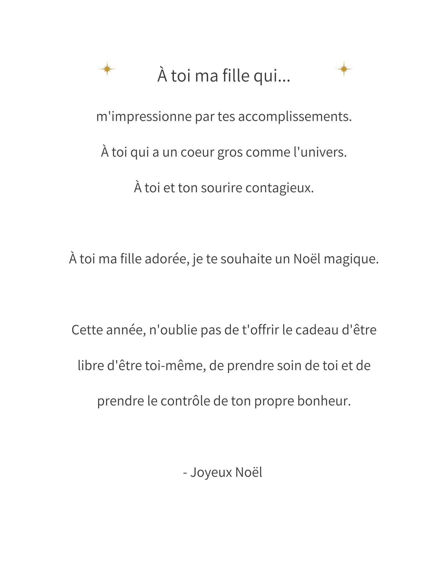 Carte des fêtes - À toi ma fille