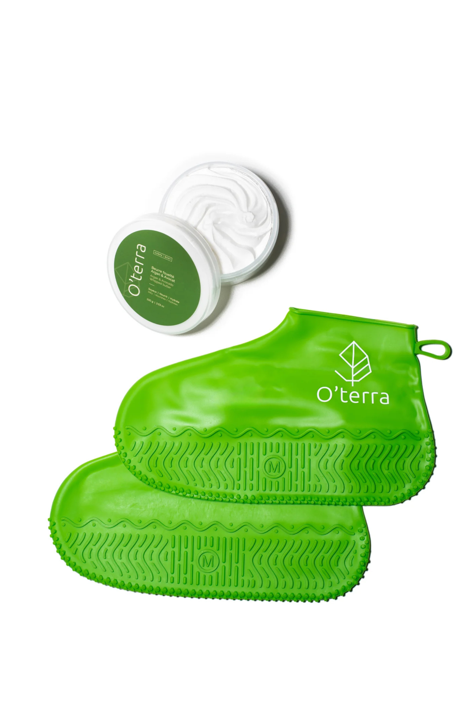 Ensemble chaussons de soin des pieds & beurre soyeux nourrissant - O'terra