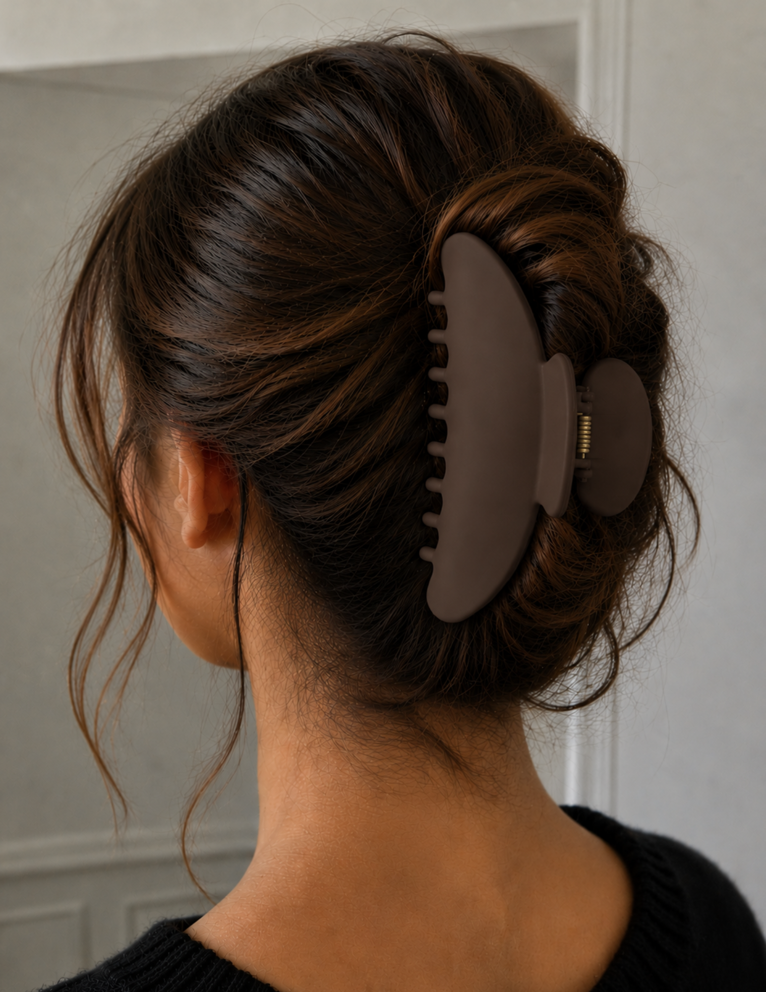 Pince à cheveux ronde - Marron foncé