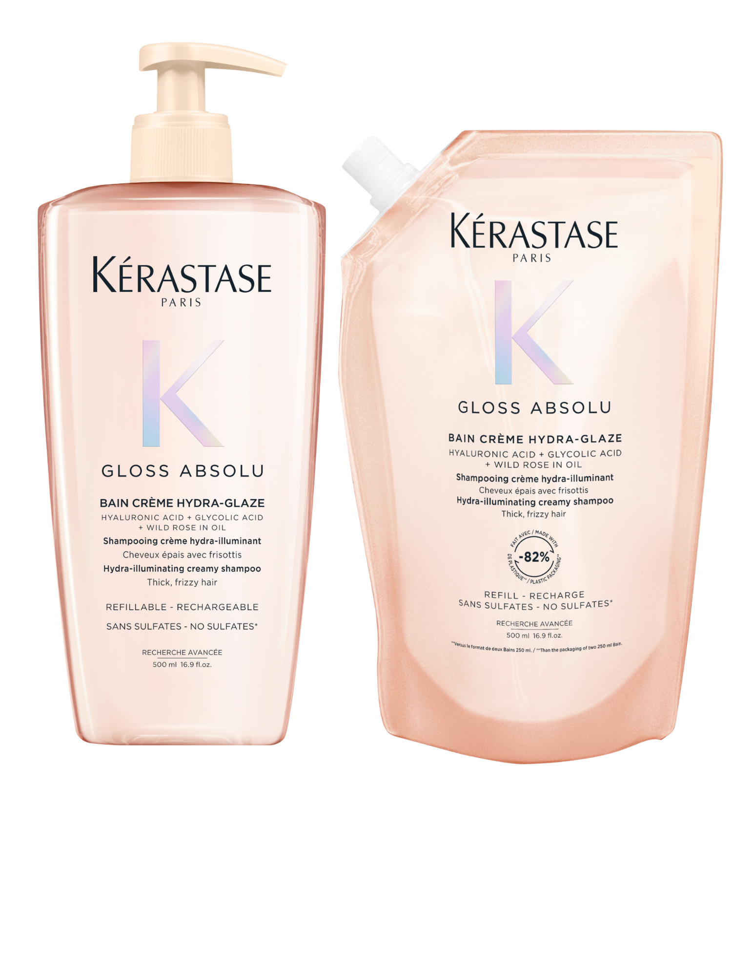 Duo Bain Crème hydra-Glaze & Recharge - Gloss Absolu - 500ml