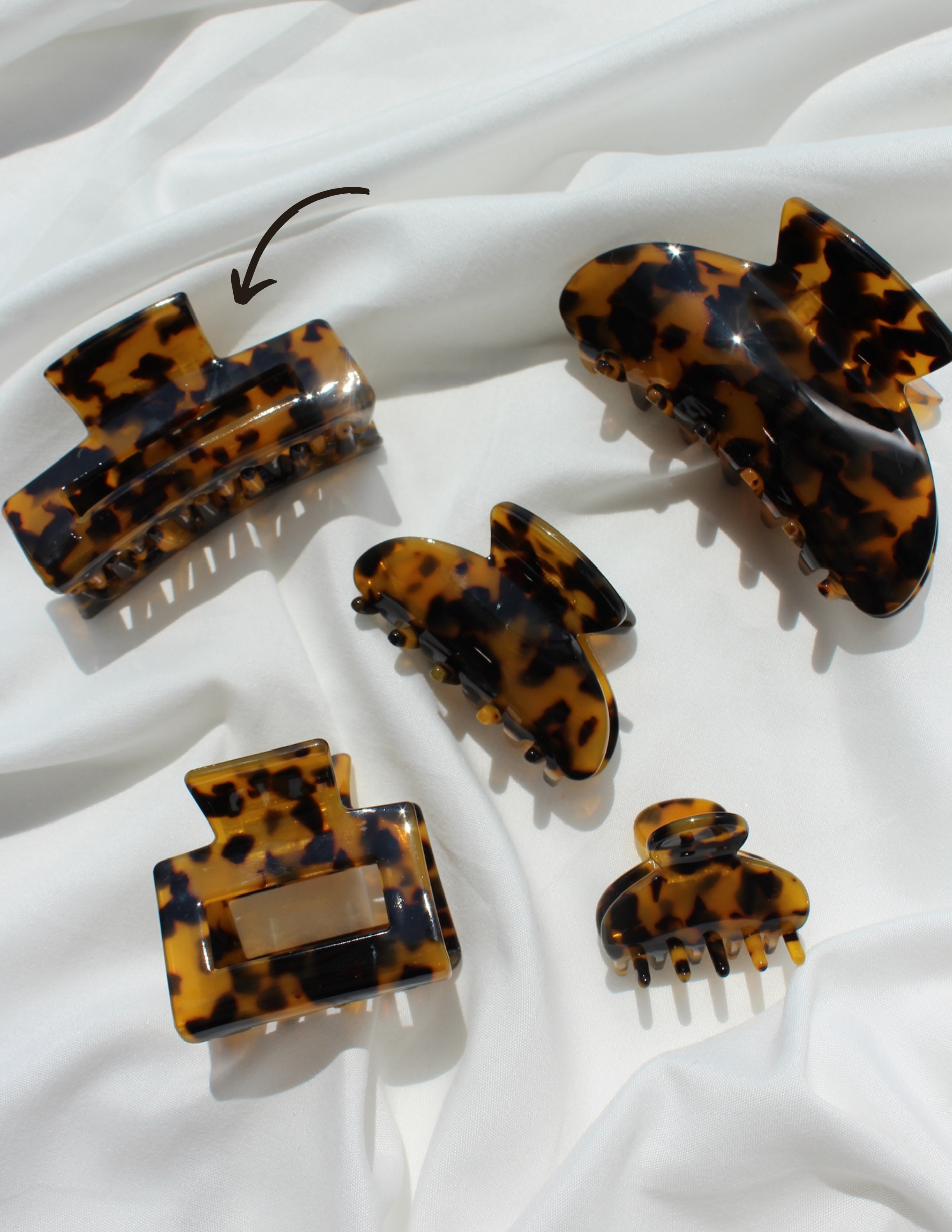 Pince à cheveux carrée 7,5cm - Tortoise